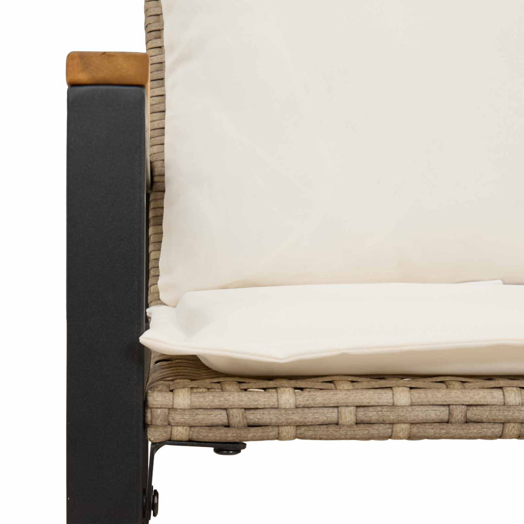 Banco con cojín Beige y crema 115 x 65 x 72 cm Ratán