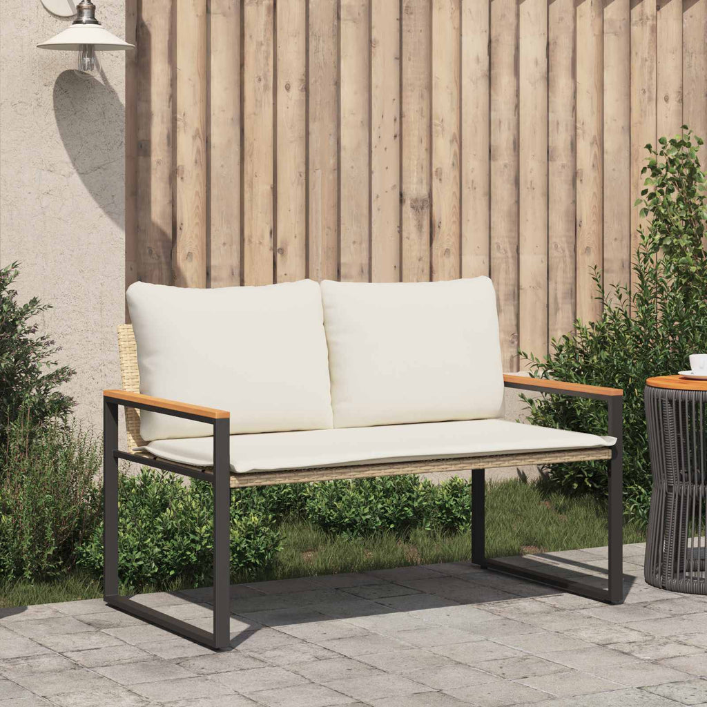 Banco con cojín Beige y crema 115 x 65 x 72 cm Ratán