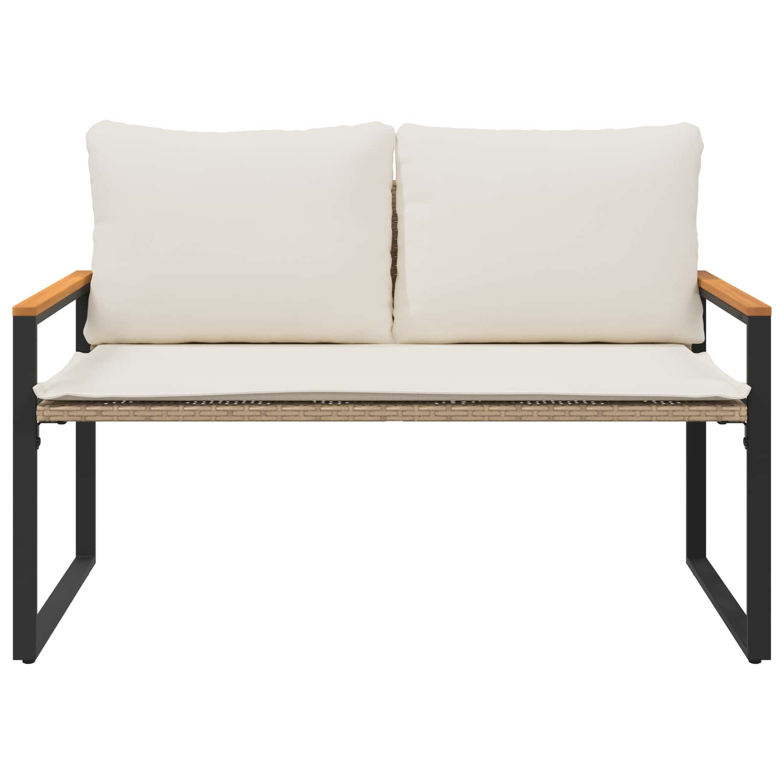 Banco con cojín Beige y crema 115 x 65 x 72 cm Ratán