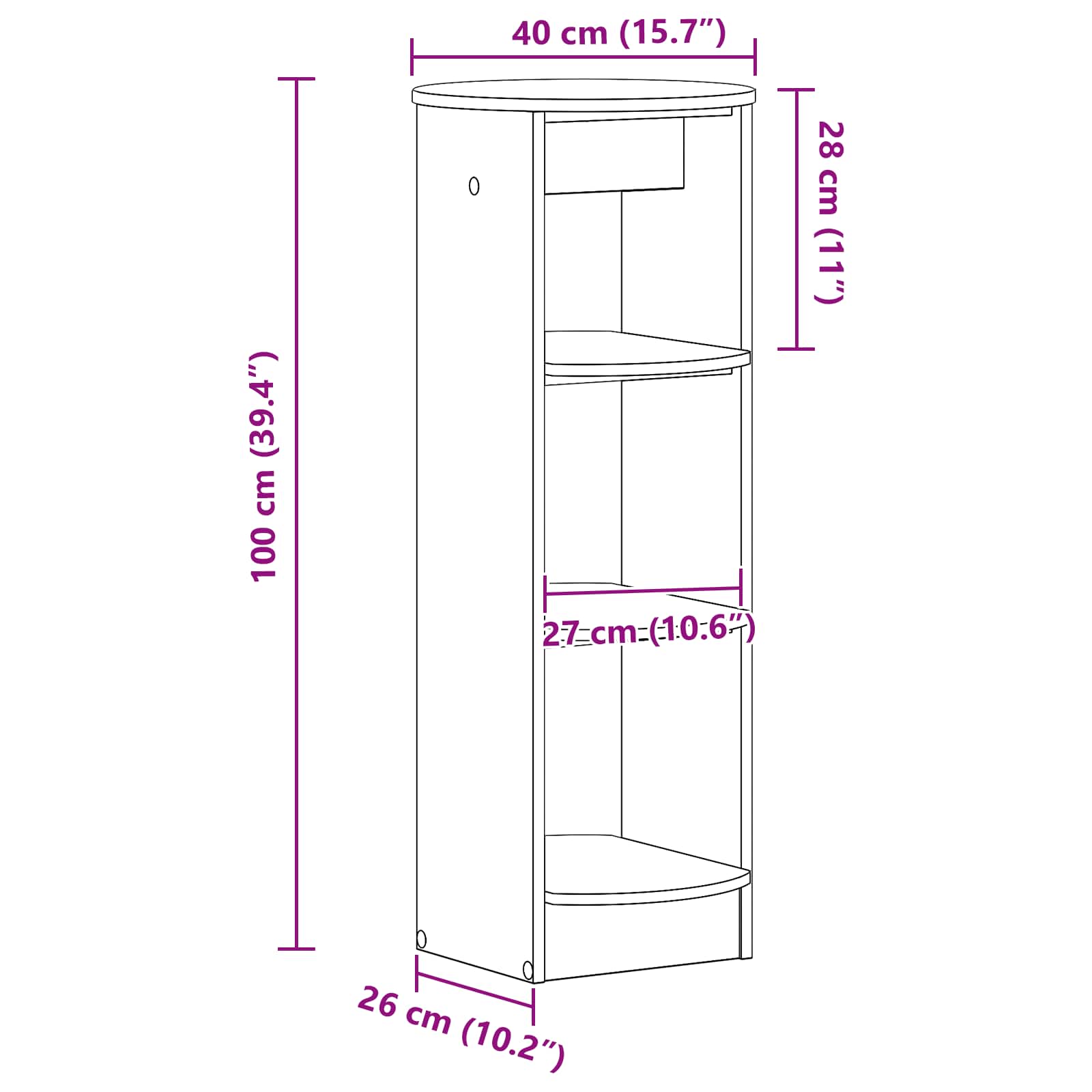 Armario auxiliar Roble Sonoma 40 x 40 x 100 cm