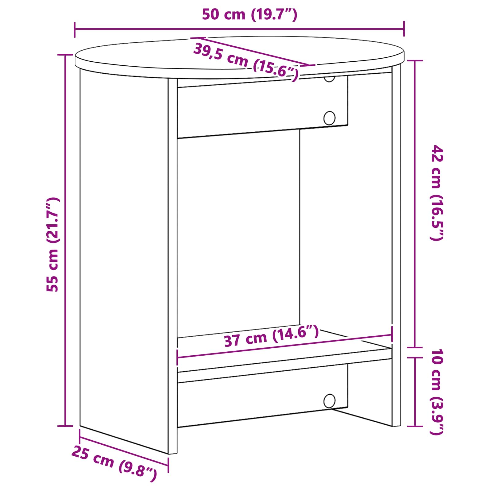Mesa lateral Blanco 50 x 39,5 x 55 cm Madera de ingeniería
