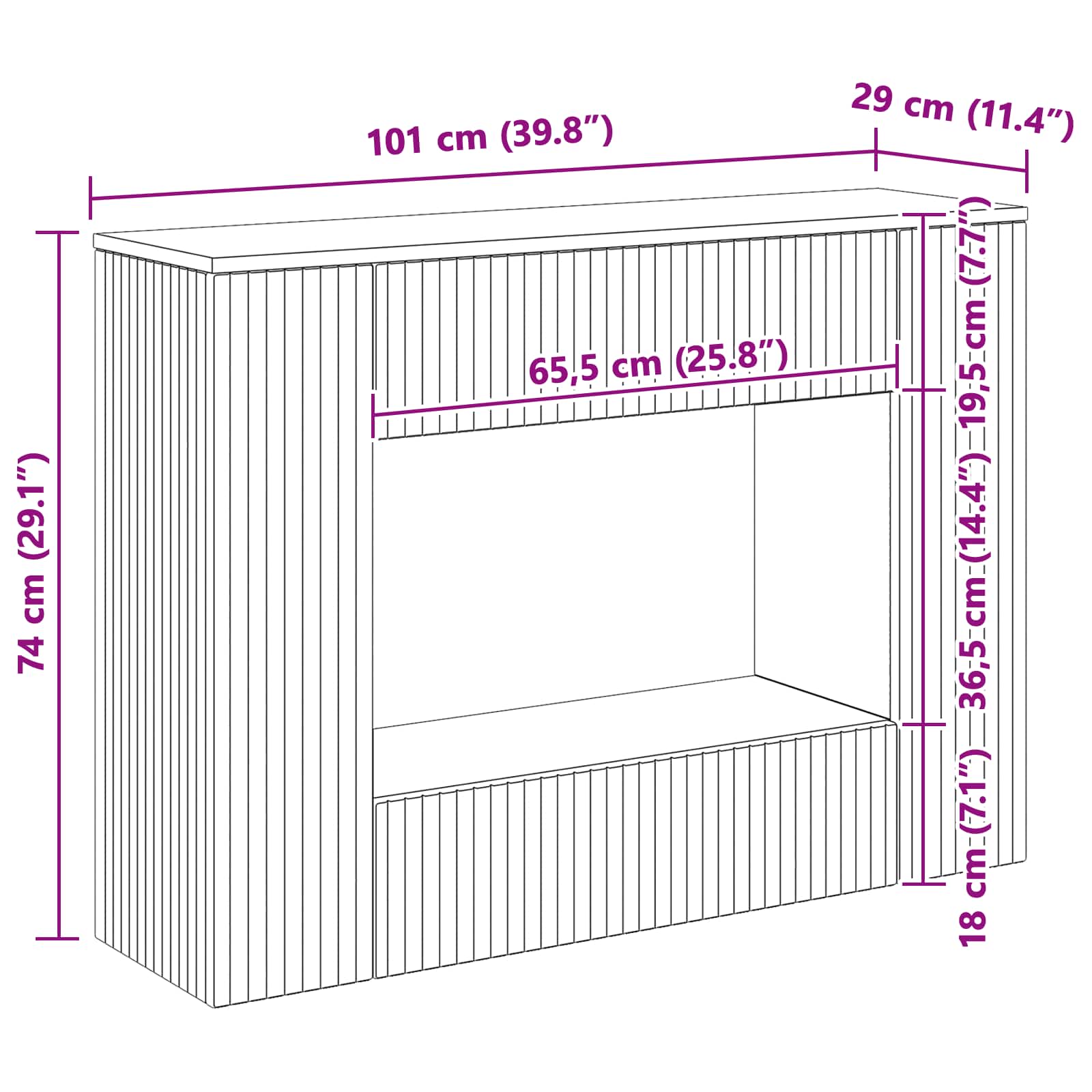 Mesa Consola Alto Brillo 101 x 29 x 74 cm Madera de ingeniería