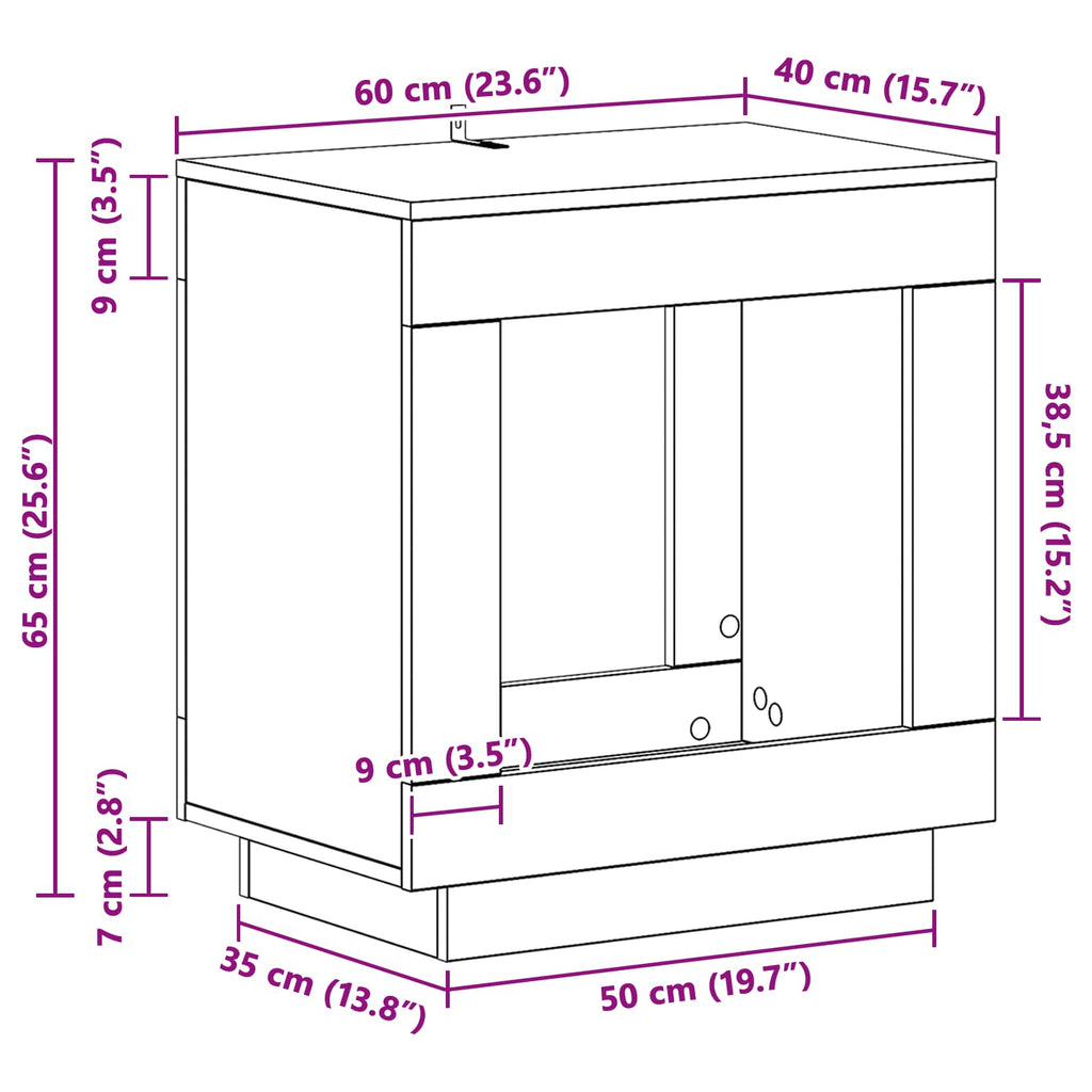 Mesa lateral Roble Negro 60 x 40 x 65 cm Madera de ingeniería