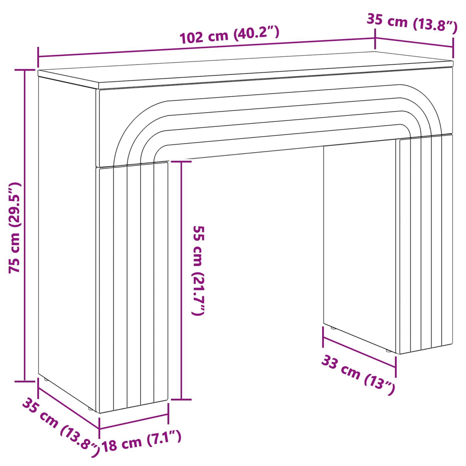 Mesa de centro Blanco 102 x 35 x 75 cm Madera de ingeniería