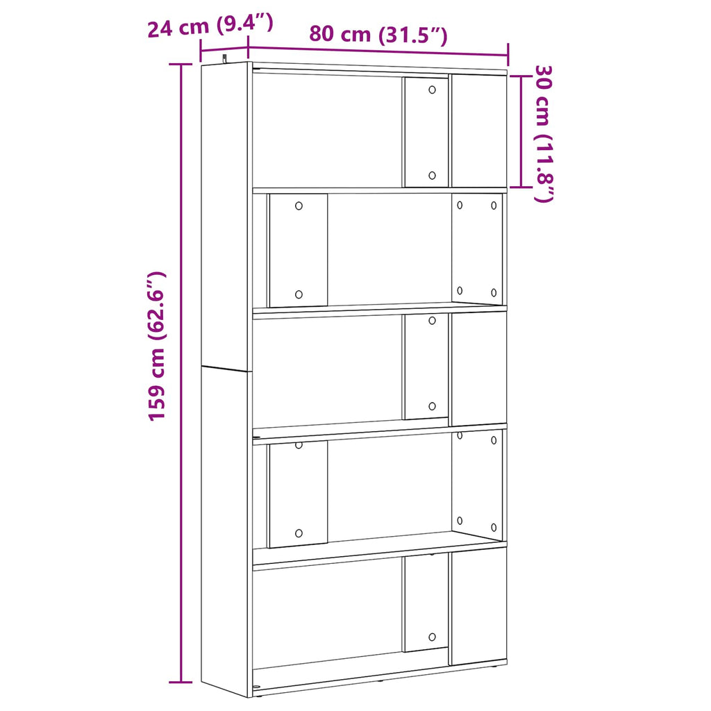Librería Madera vieja 80 x 24 x 159 cm Madera de ingeniería