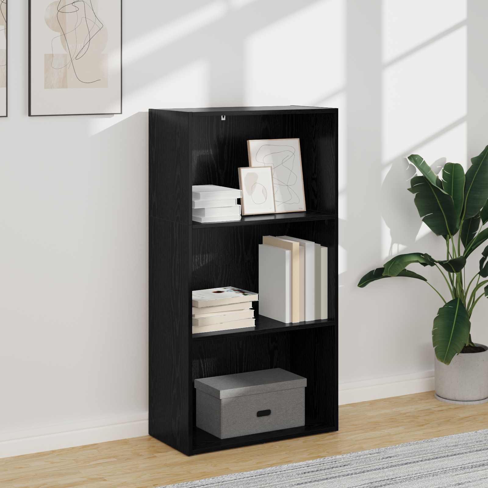 Estante de libros Roble Negro 40 x 30 x 114 cm