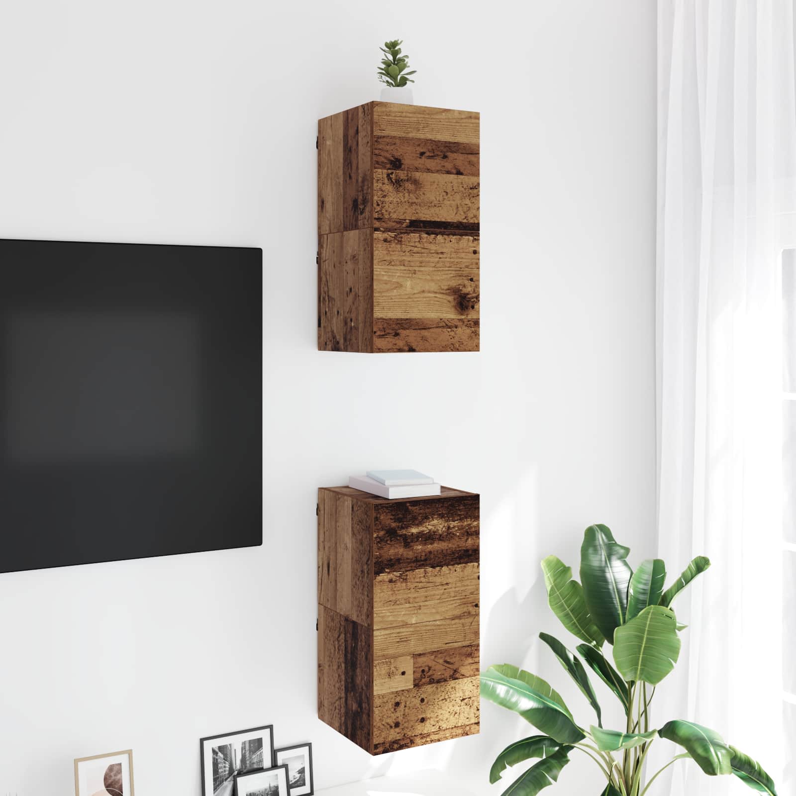 Conjunto de mueble de TV 8 pcs Madera envejecida