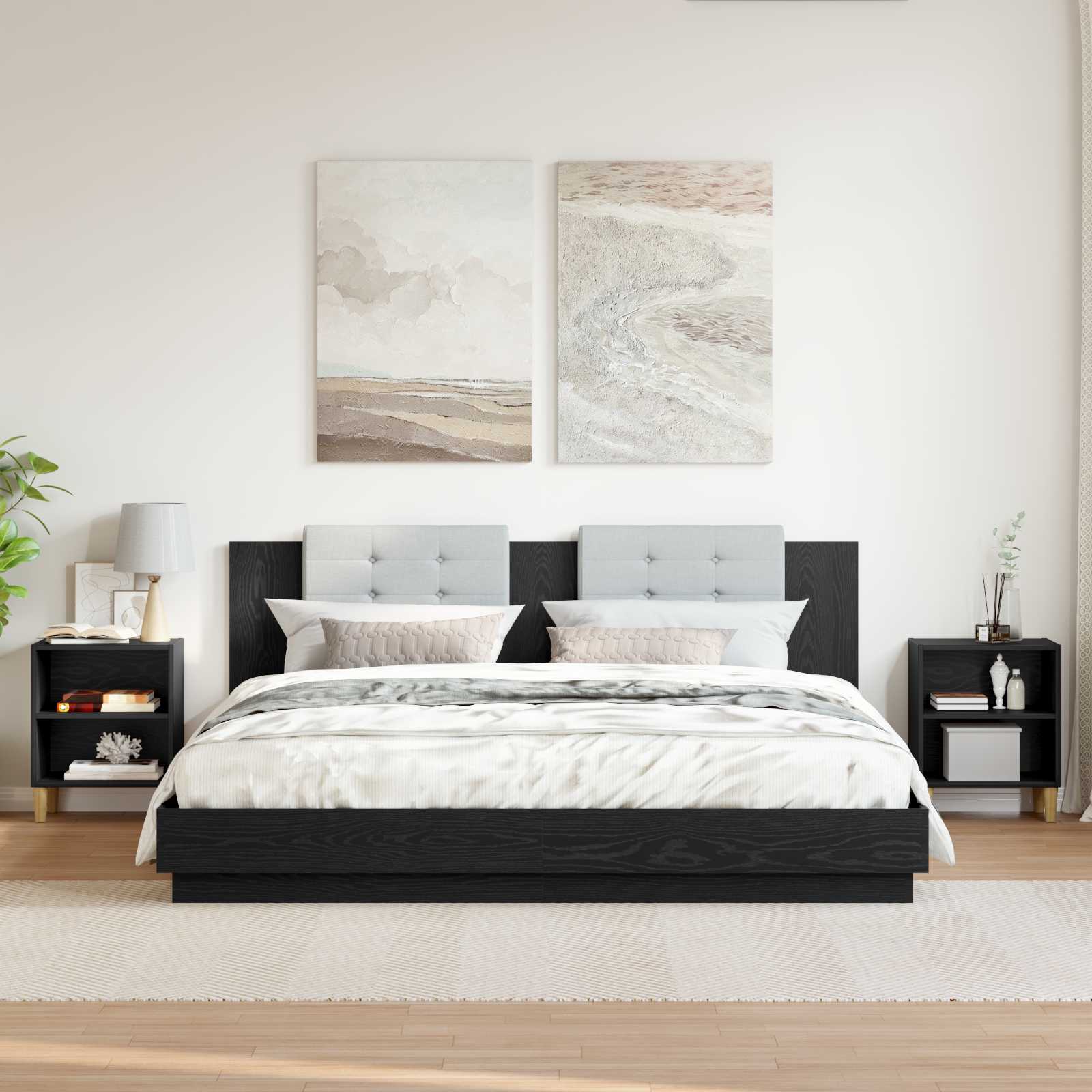 Mueble cama 2 pcs Roble Negro 40 x 30 x 50 cm