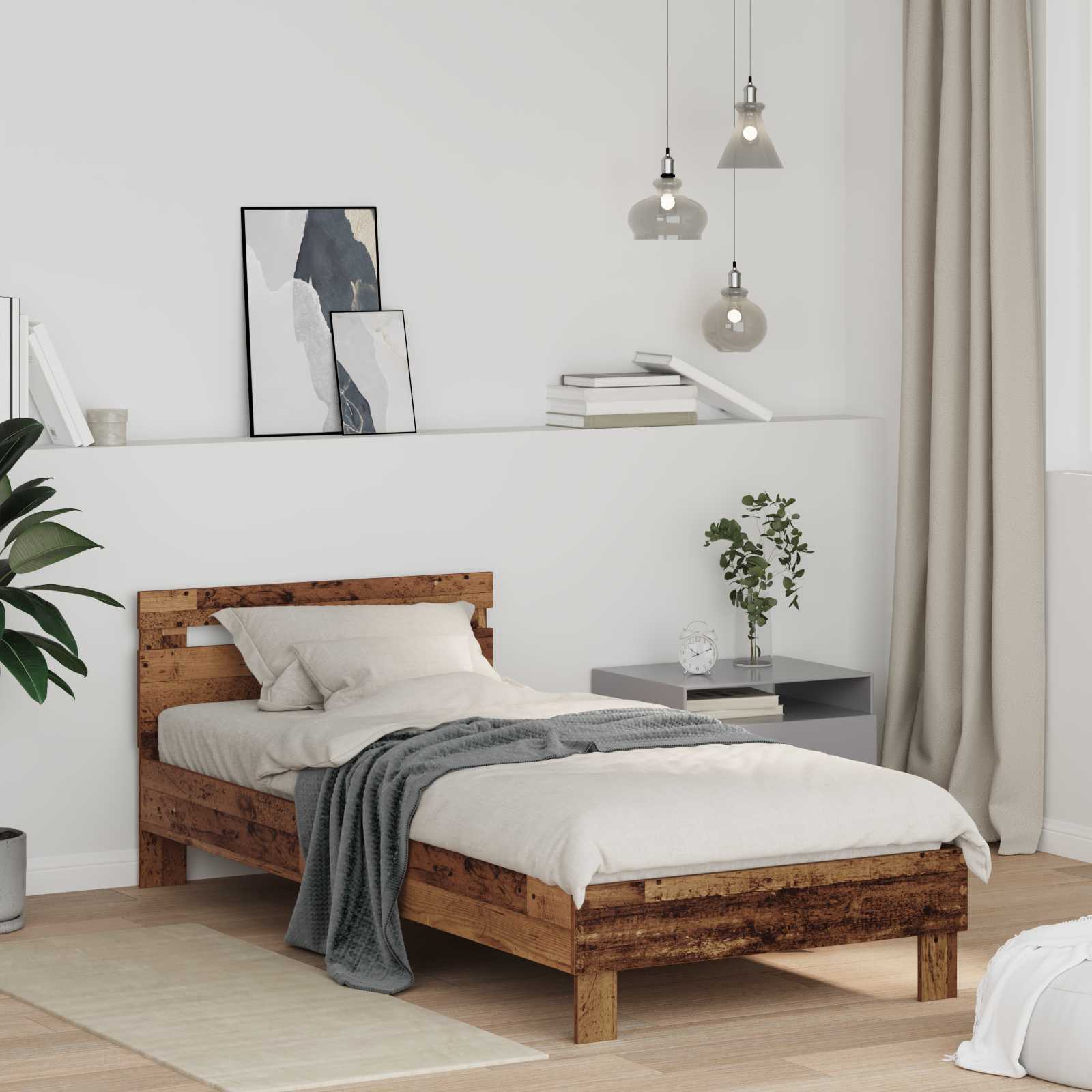 Kids' Bed with Headboard Cream 80 x 200 cm Bouclé