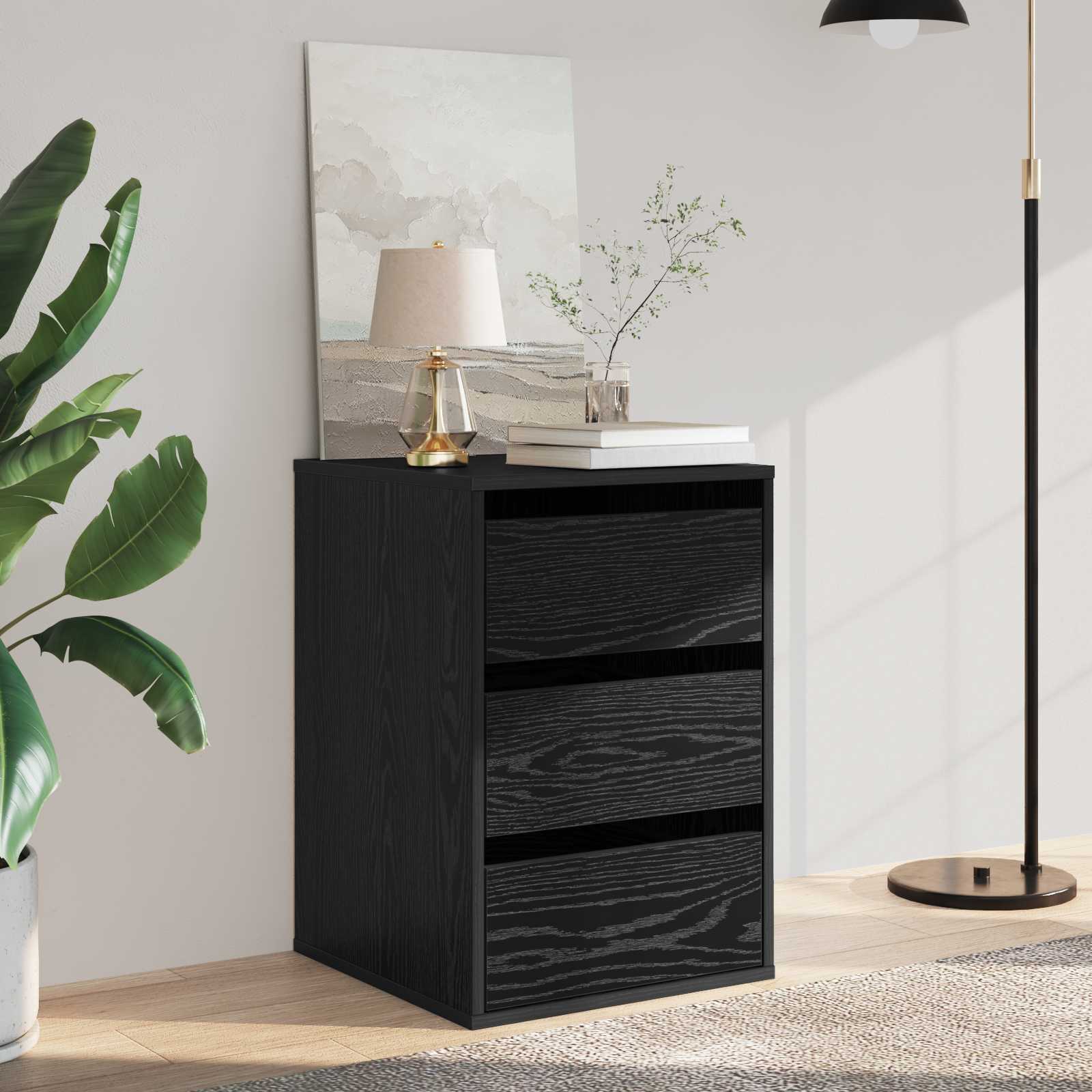 Drawer cabinet with drawer Black 40 x 41 x 76 cm Engineered wood