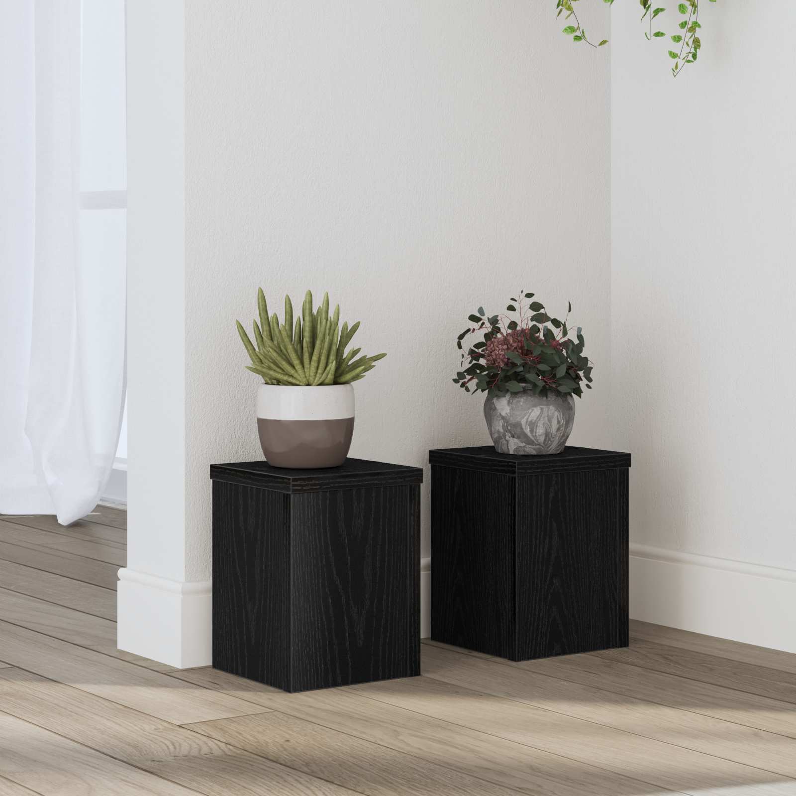 Soporte de plantas 2 pcs Roble Negro 10 x 10 x 18 cm