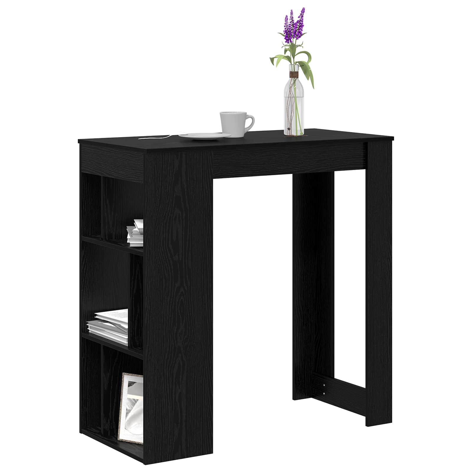 Mesa de Bar con estante Roble Negro 102 x 50 x 103,5 cm