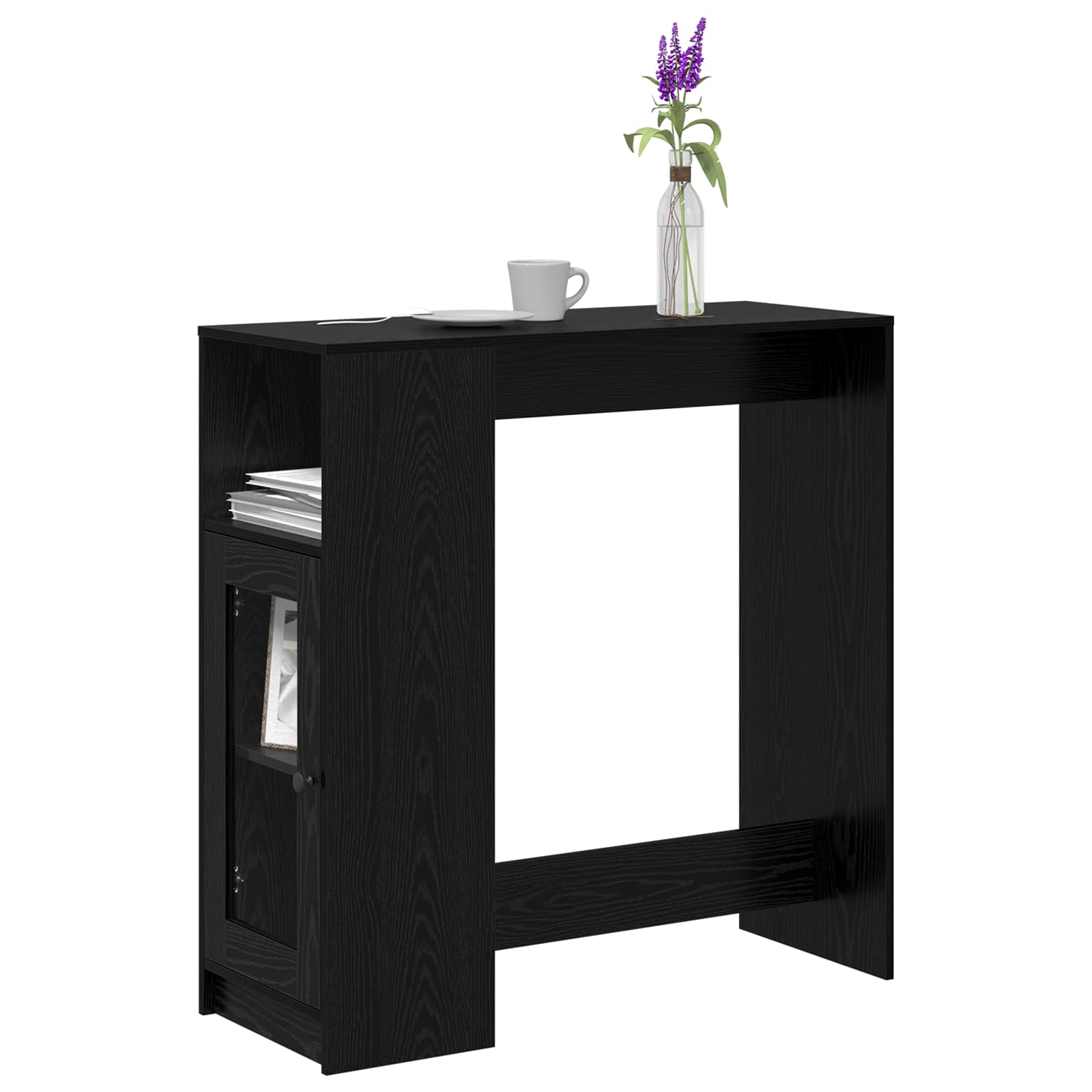 Mesa de Bar con estante Roble Negro 101 x 40 x 103,5 cm