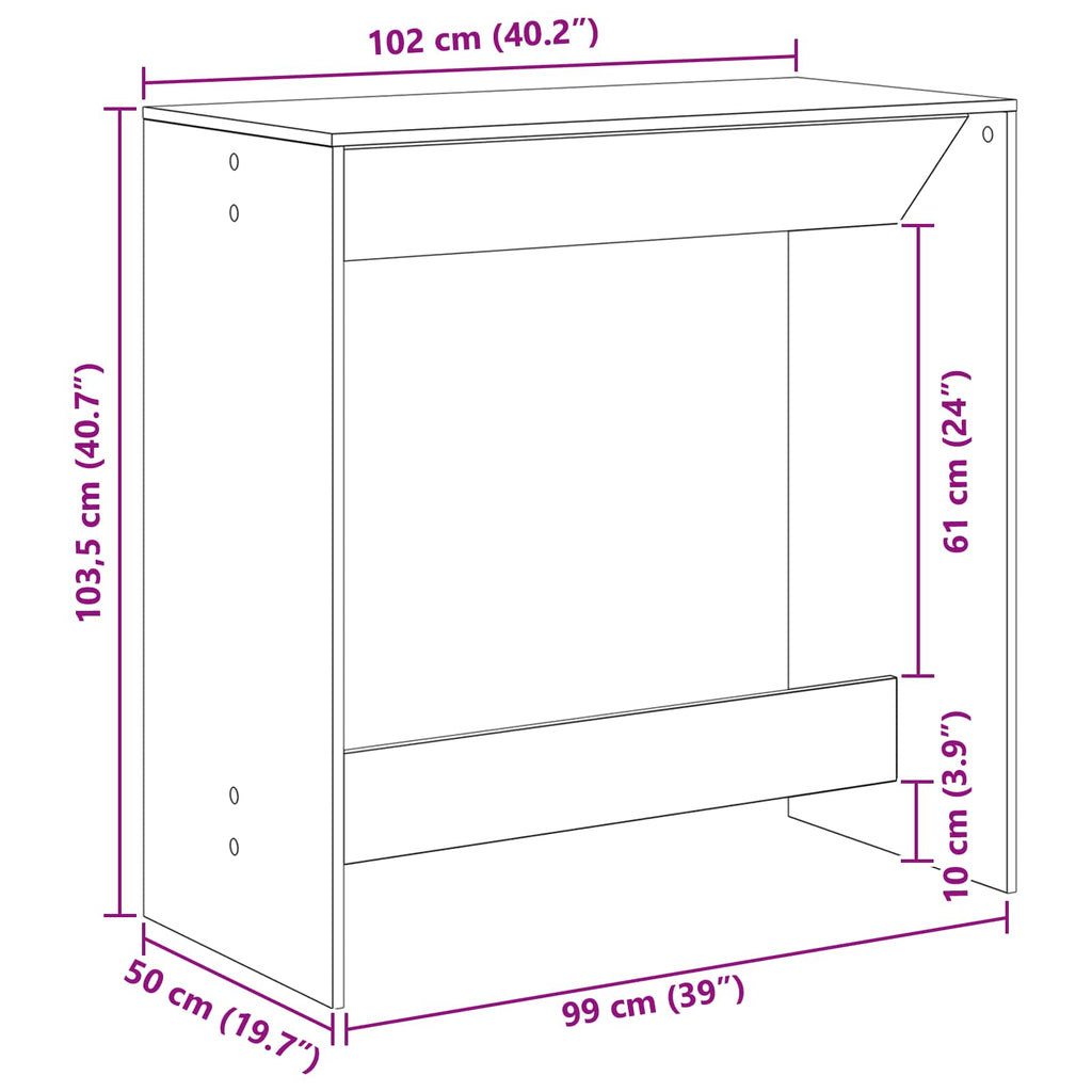 Mesa de Bar Roble Negro 102 x 50 x 103,5 cm