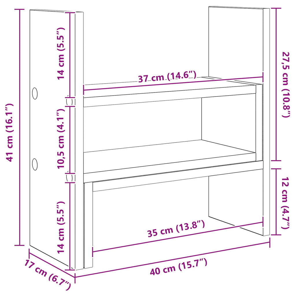 Soporte de Escritorio para Monitor Roble Negro 40 x 17 x 41 cm