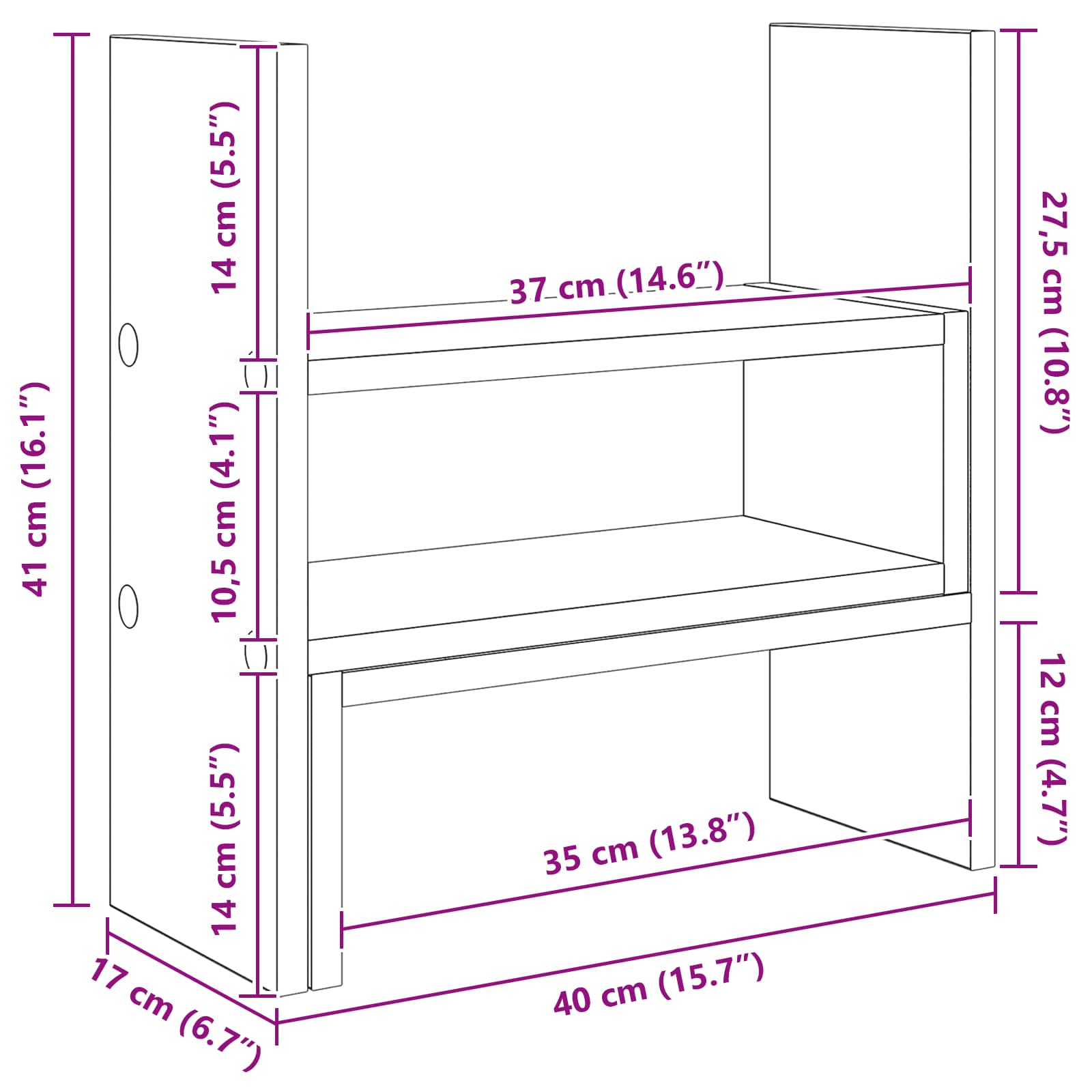 Soporte de Escritorio para Monitor Roble Negro 40 x 17 x 41 cm