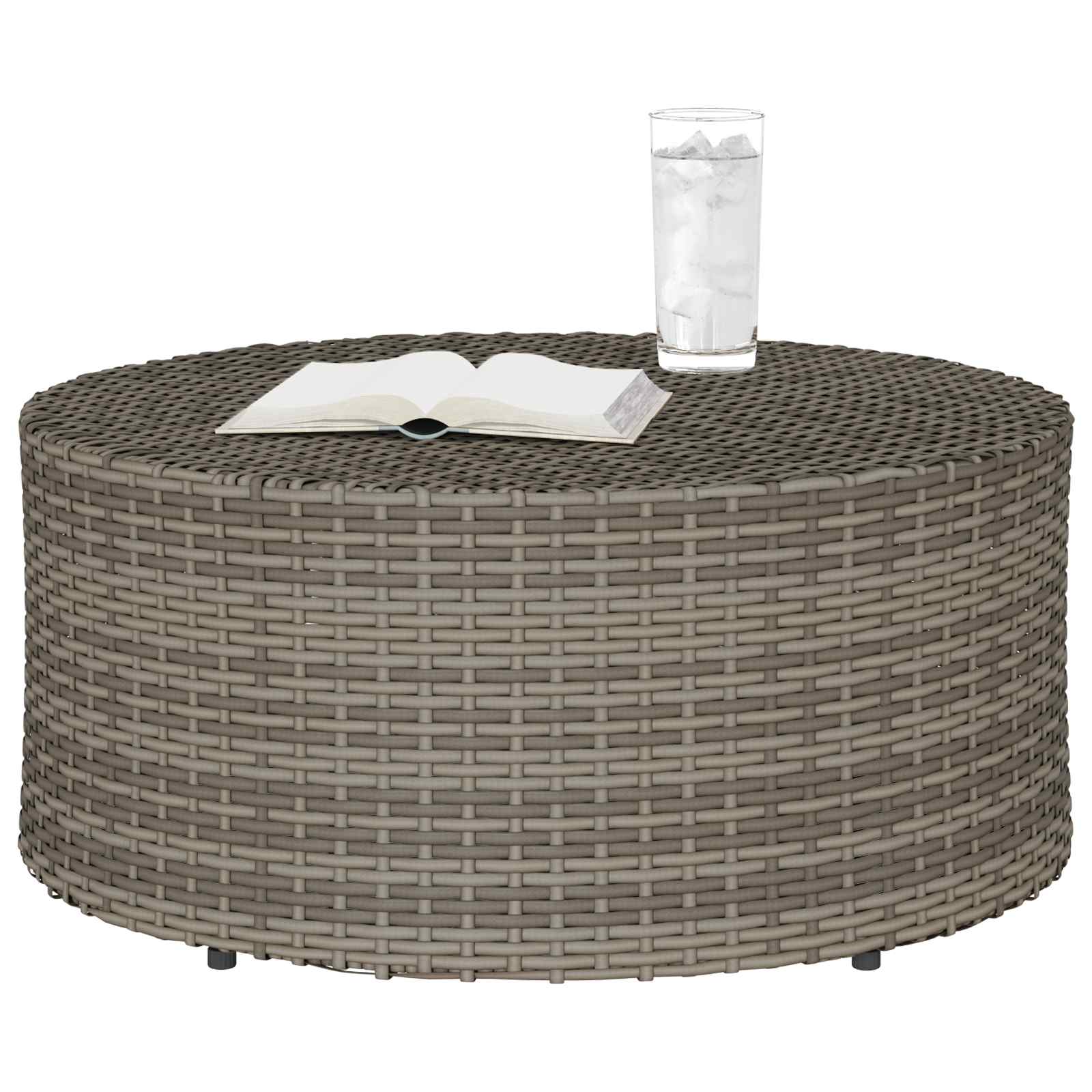 Mesa de Café para Exterior Gris Ø 68 x 30 cm ratán sintético