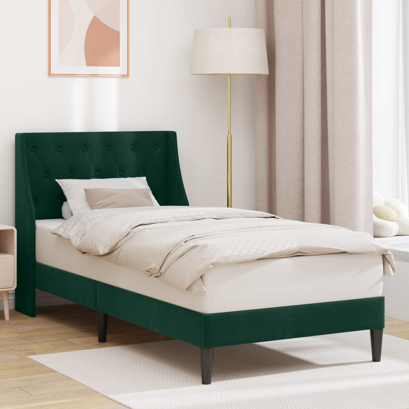 Estrutura de Cama Verde-Escuro 100 x 200 cm Veludo