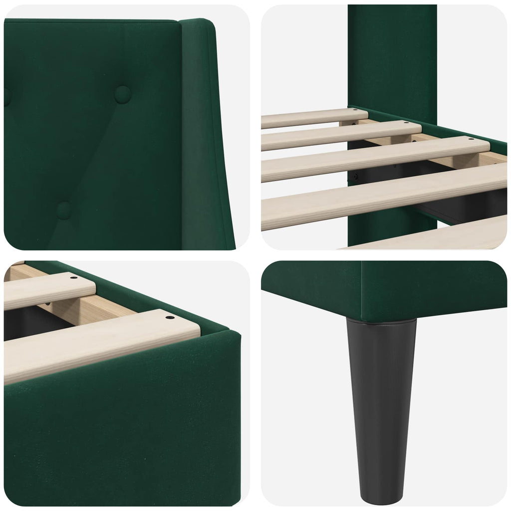 Estructura de cama Verde oscuro 100 x 200 cm Terciopelo