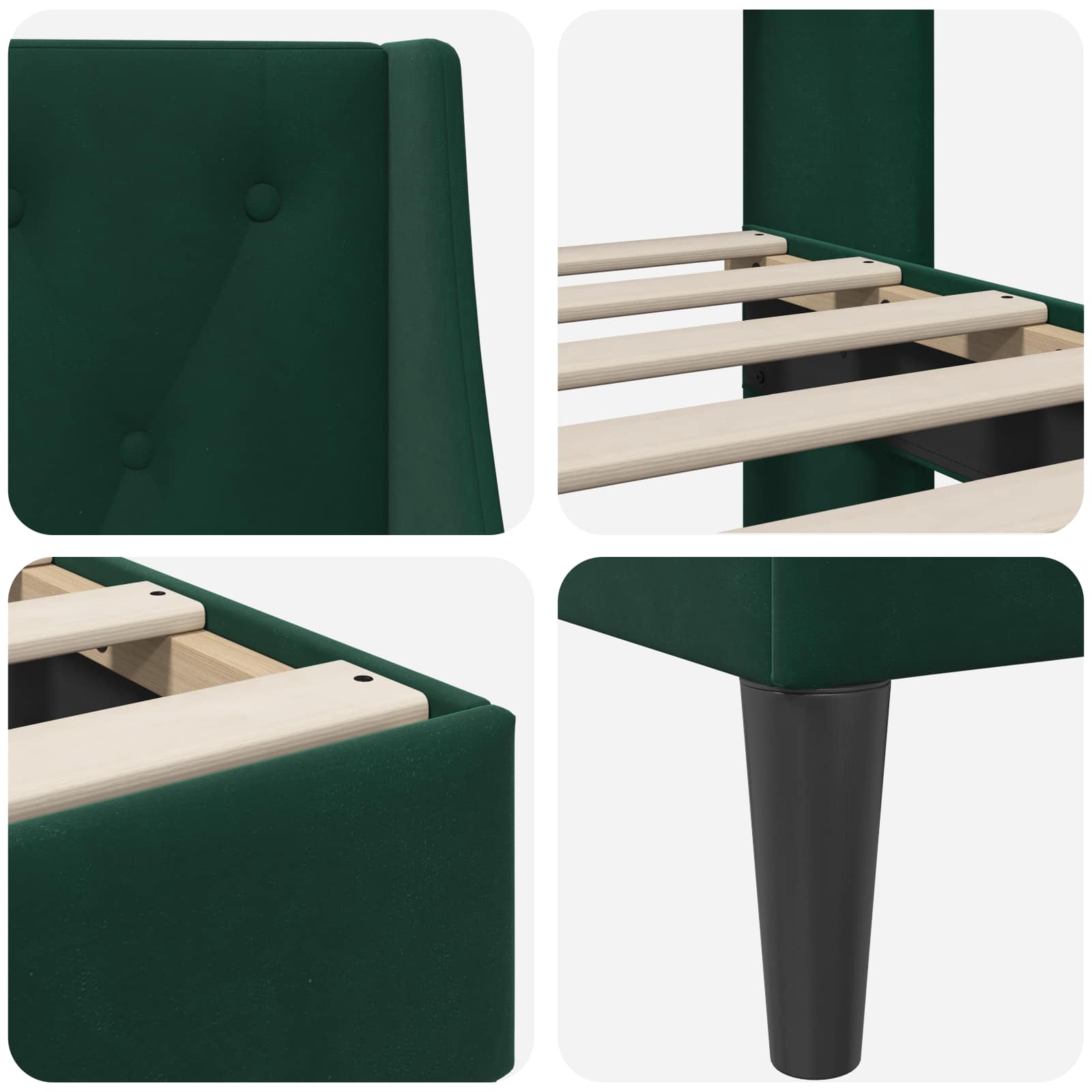 Estructura de cama Verde oscuro 100 x 200 cm Terciopelo