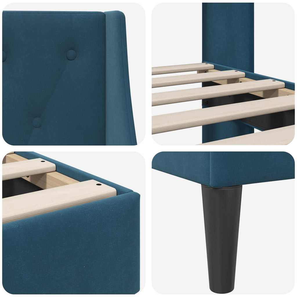 Estructura de cama con cabecera Azul 100 x 200 cm Terciopelo