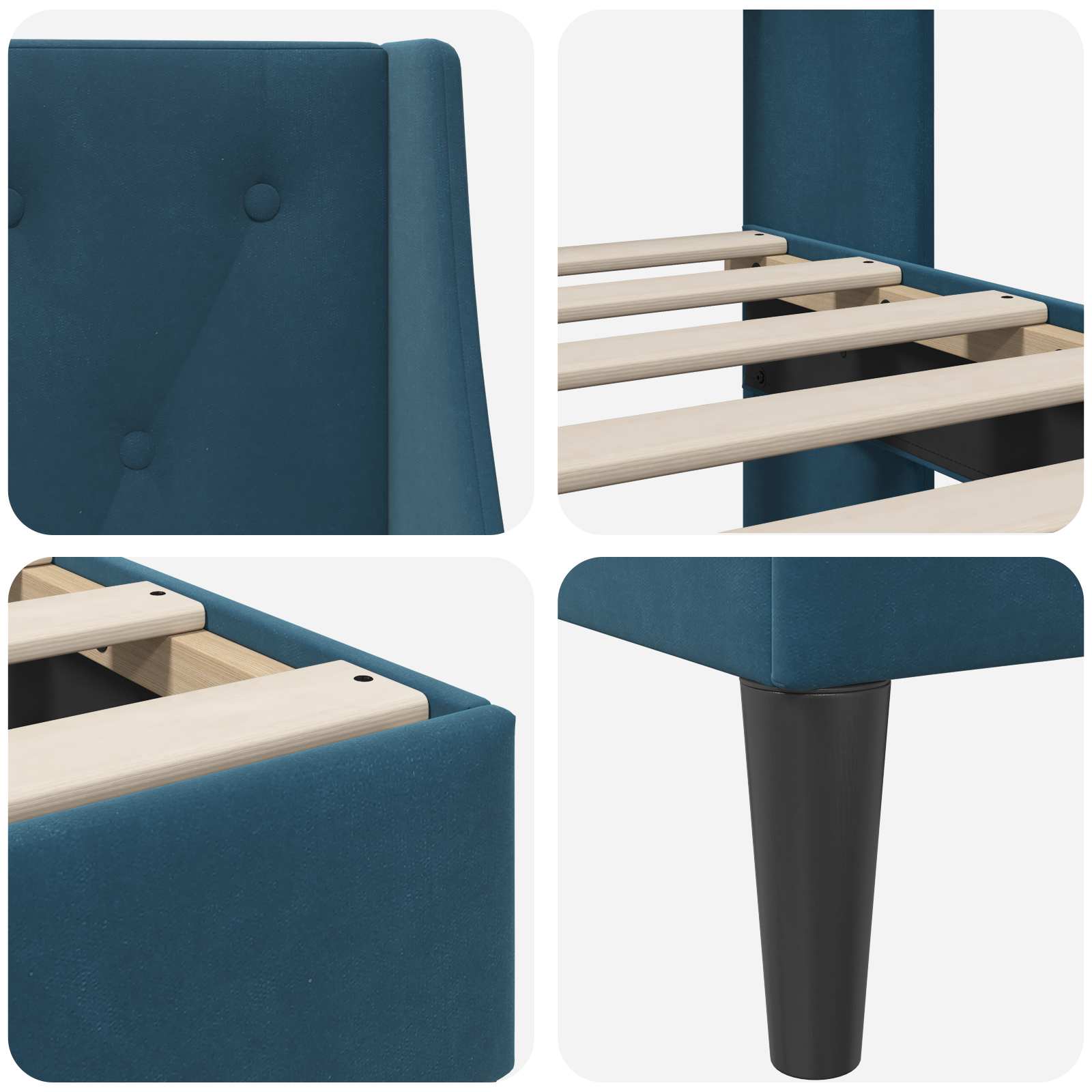 Estructura de cama con cabecera Azul 100 x 200 cm Terciopelo