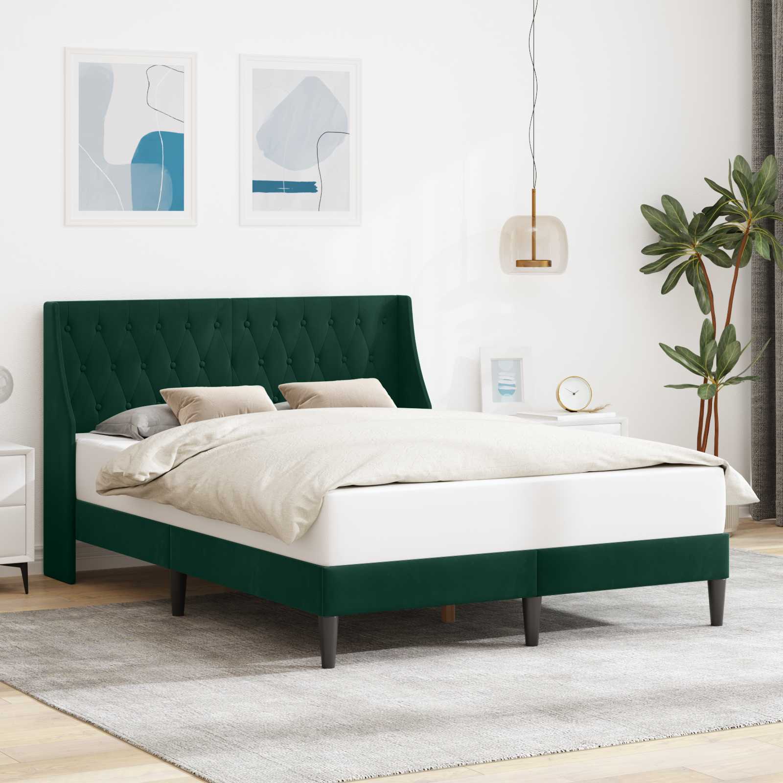 Estrutura de Cama Verde-Escuro 100 x 200 cm Veludo