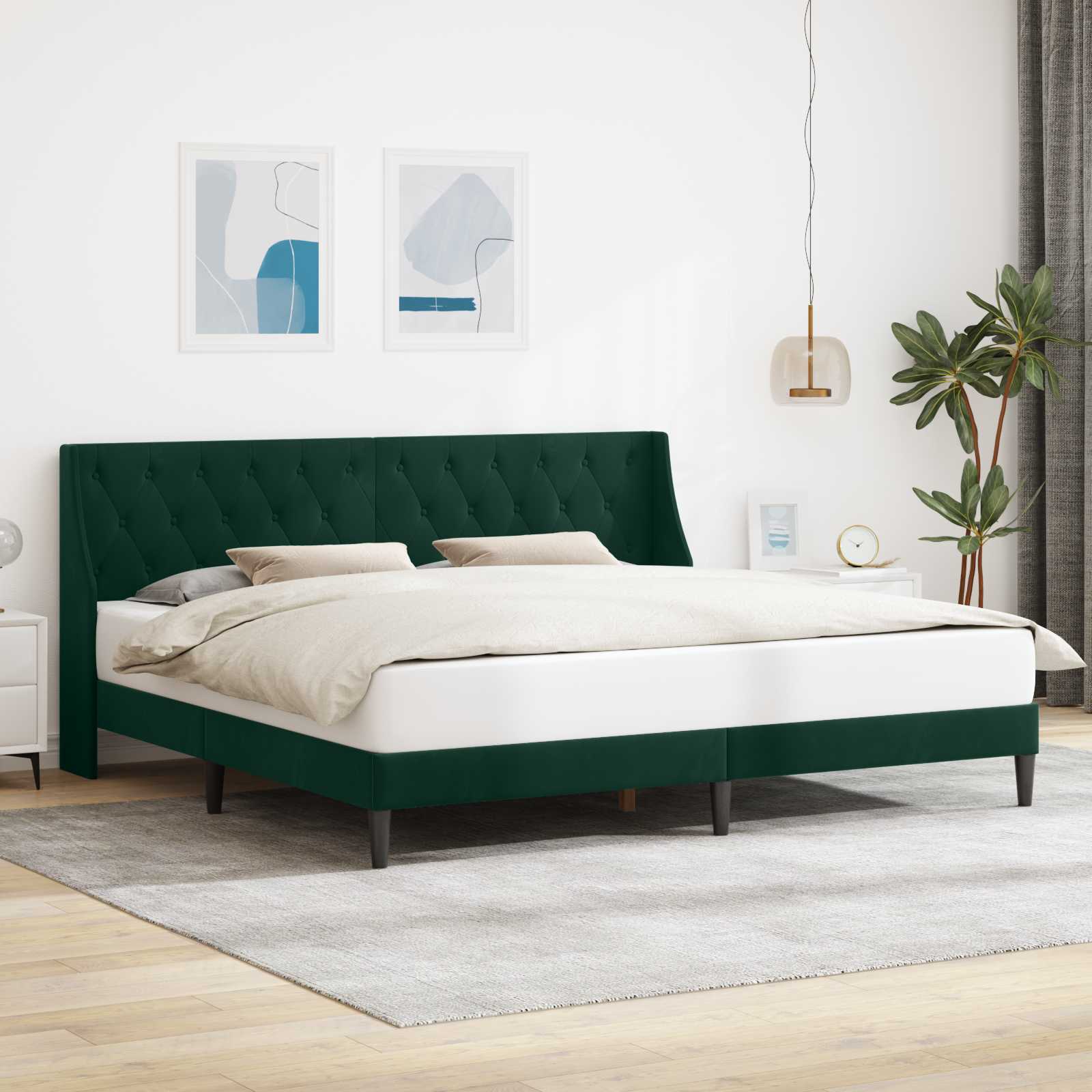 Estrutura de Cama Verde-Escuro 100 x 200 cm Veludo