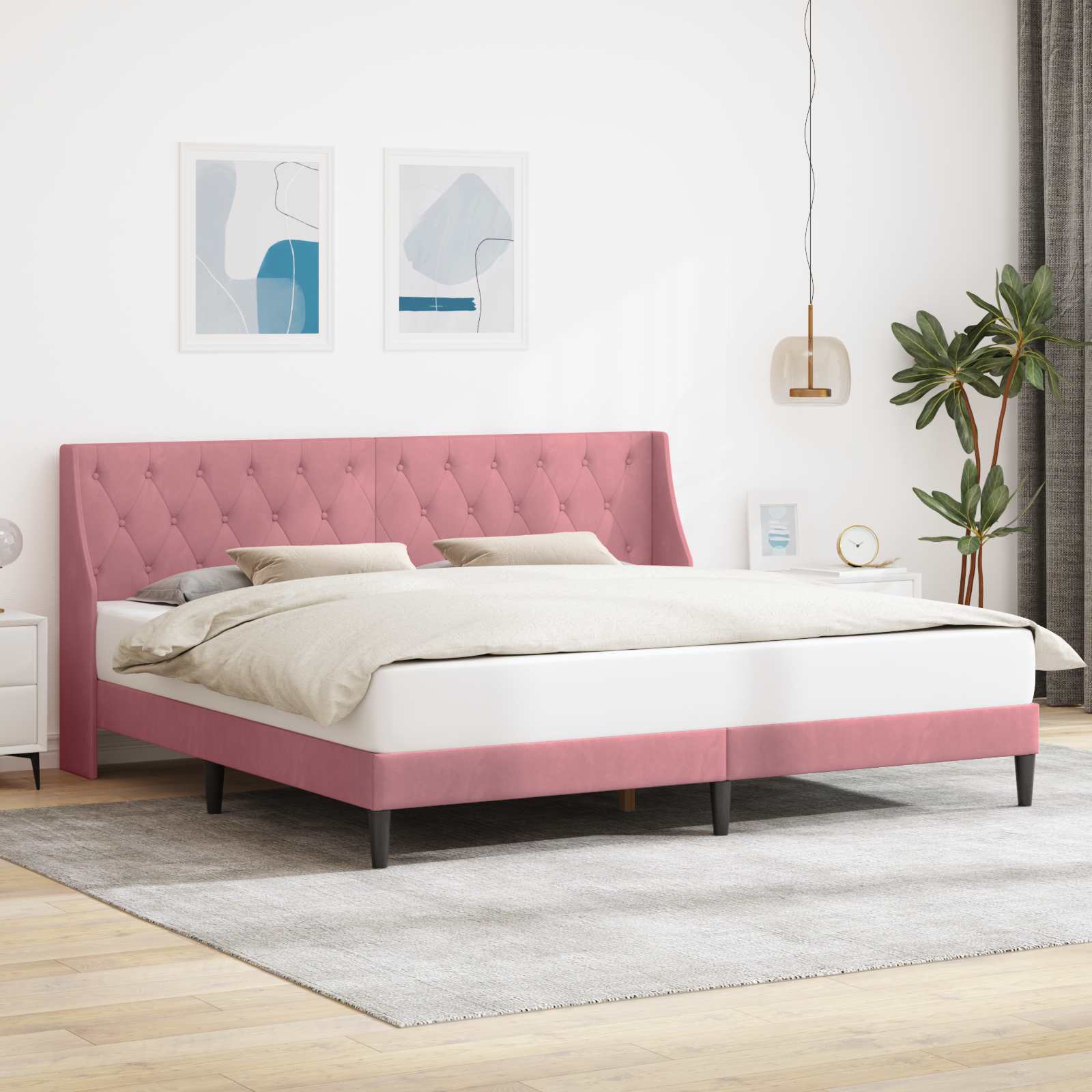 Estrutura de Cama com Cabeceira Azul 100 x 200 cm Veludo