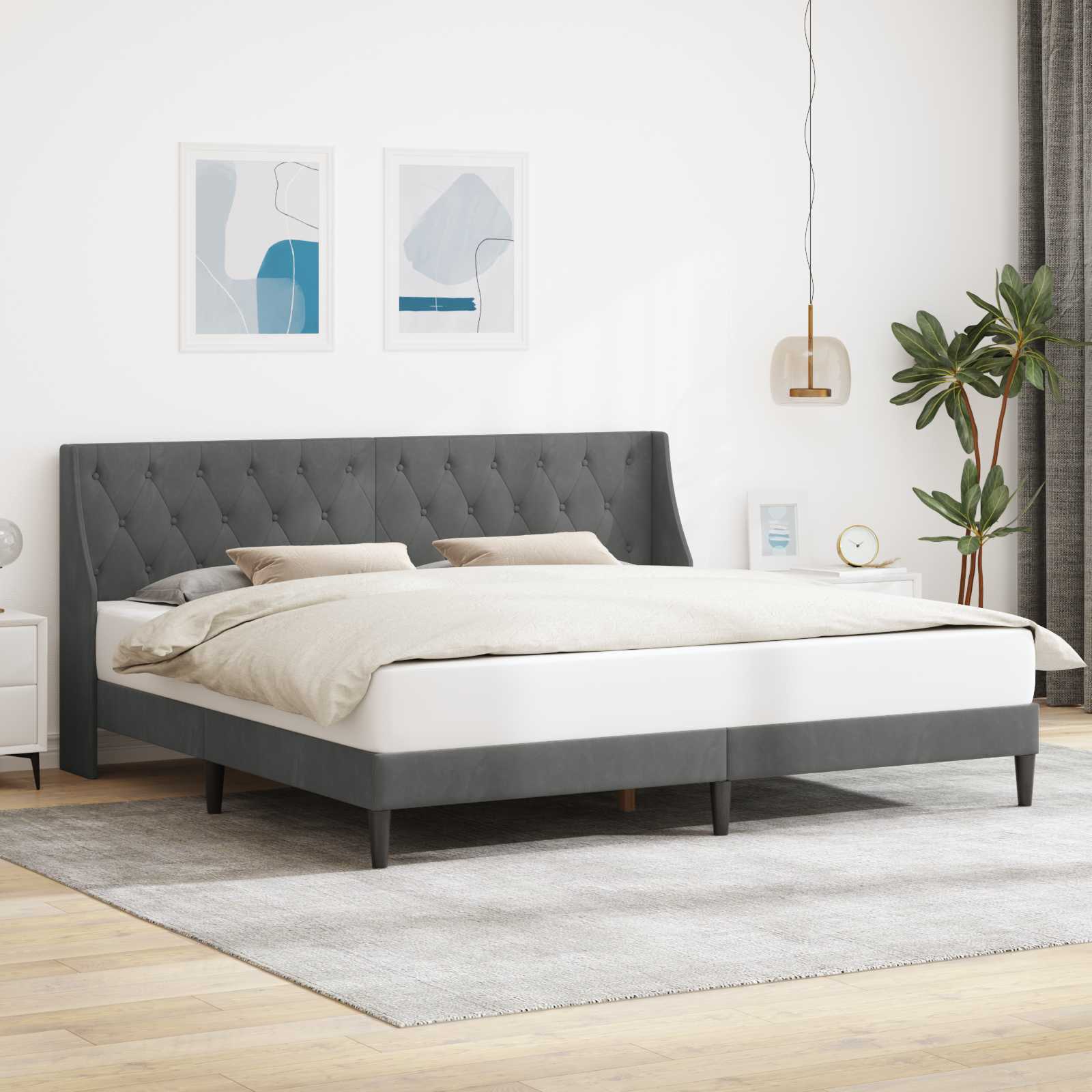 Estrutura de Cama com Cabeceira Azul 100 x 200 cm Veludo