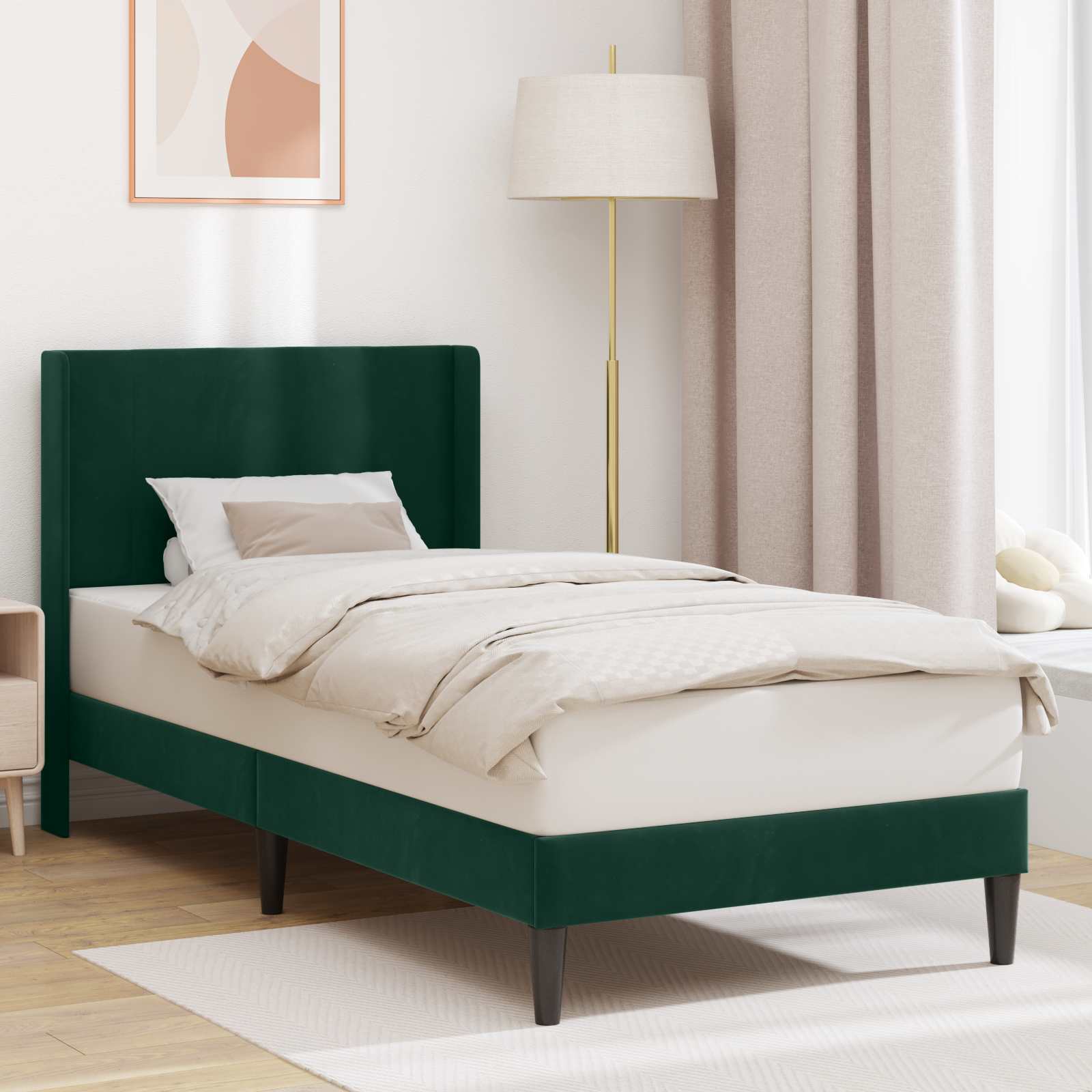 Estrutura de Cama Verde Escuro 100 x 200 cm Veludo
