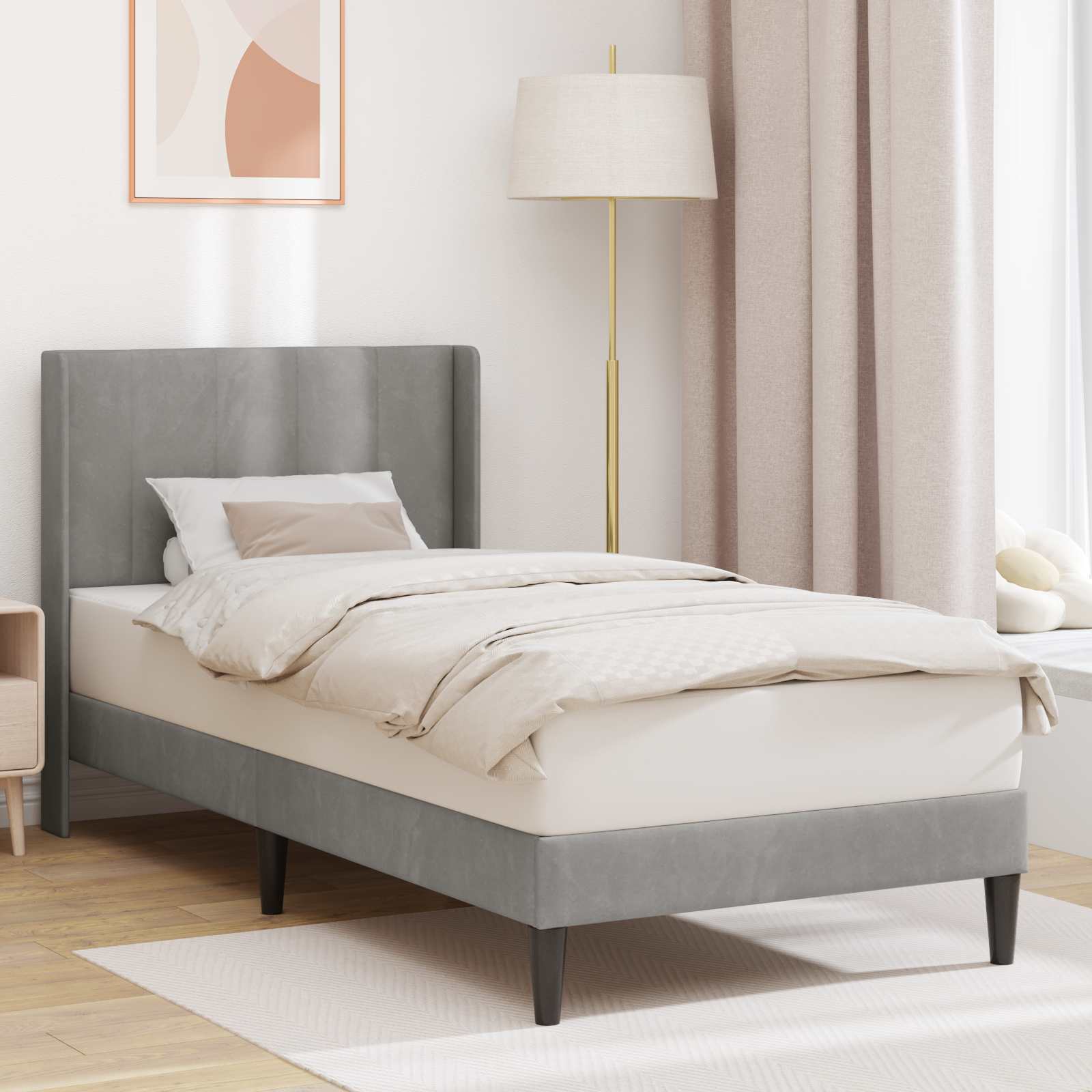 Estrutura de cama com cabeceira Preto 100 x 200 cm Veludo