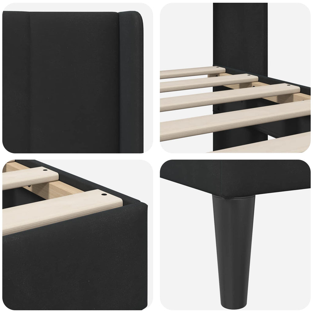 Estructura de cama con cabecera Negro 100 x 200 cm Terciopelo