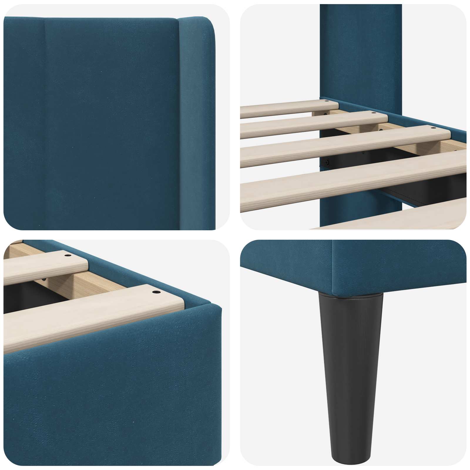 Estructura de cama con cabecera Azul 100 x 200 cm Terciopelo