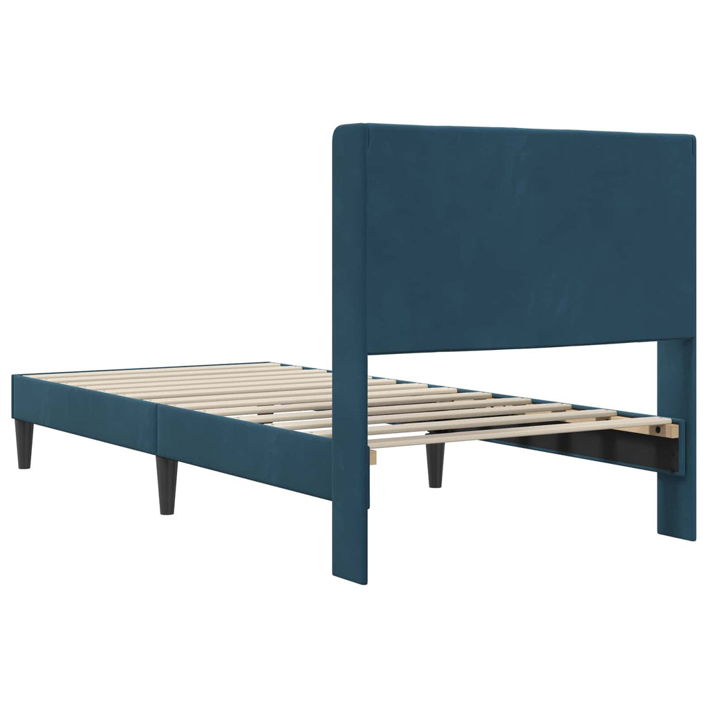 Estructura de cama con cabecera Azul 100 x 200 cm Terciopelo