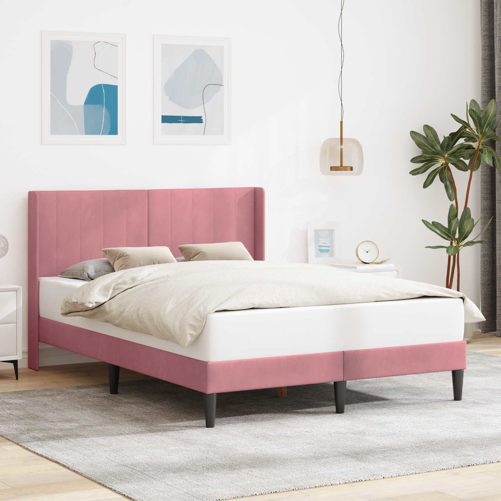 Estrutura de cama com cabeceira Preto 100 x 200 cm Veludo