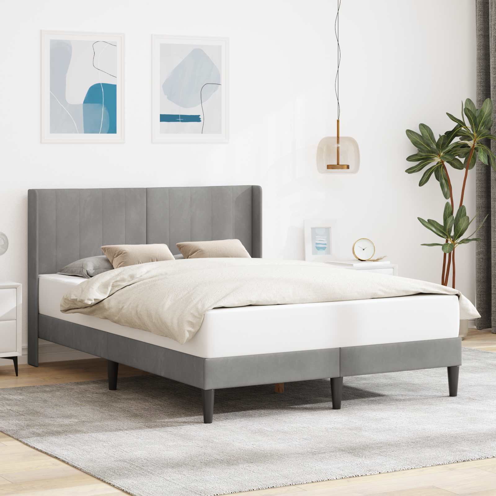 Estrutura de cama com cabeceira Preto 100 x 200 cm Veludo