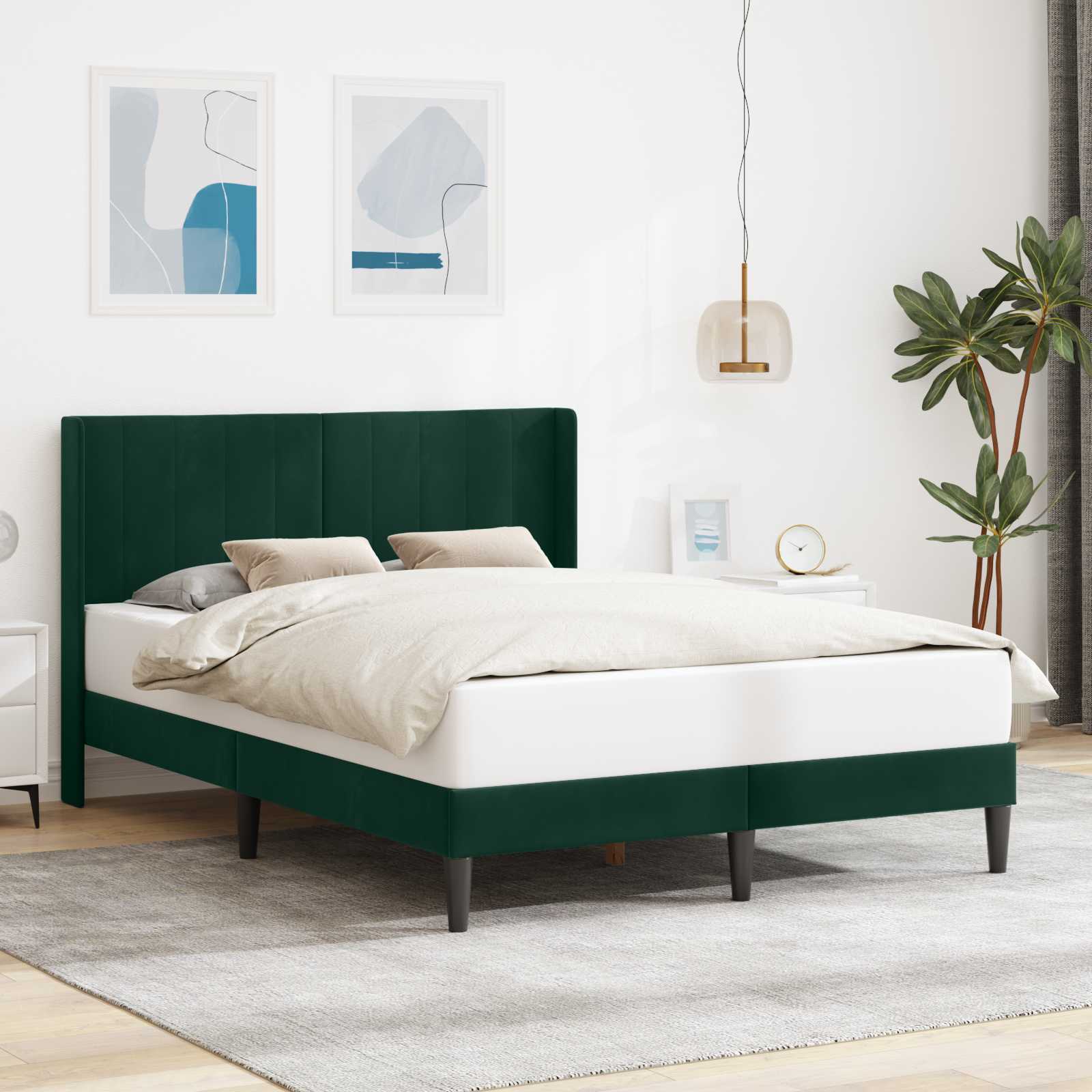 Estrutura de Cama Verde Escuro 100 x 200 cm Veludo