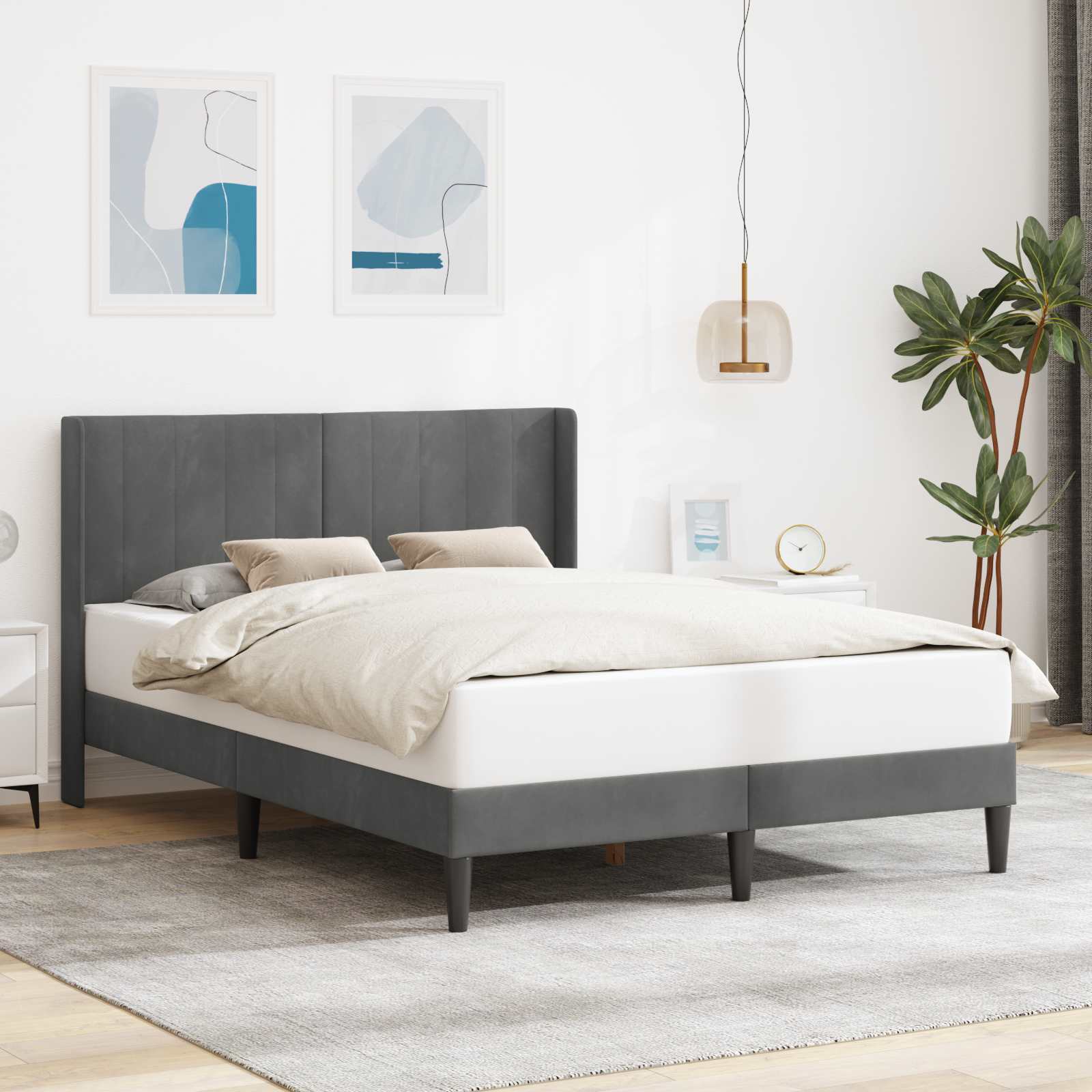 Estrutura de cama com cabeceira Preto 100 x 200 cm Veludo
