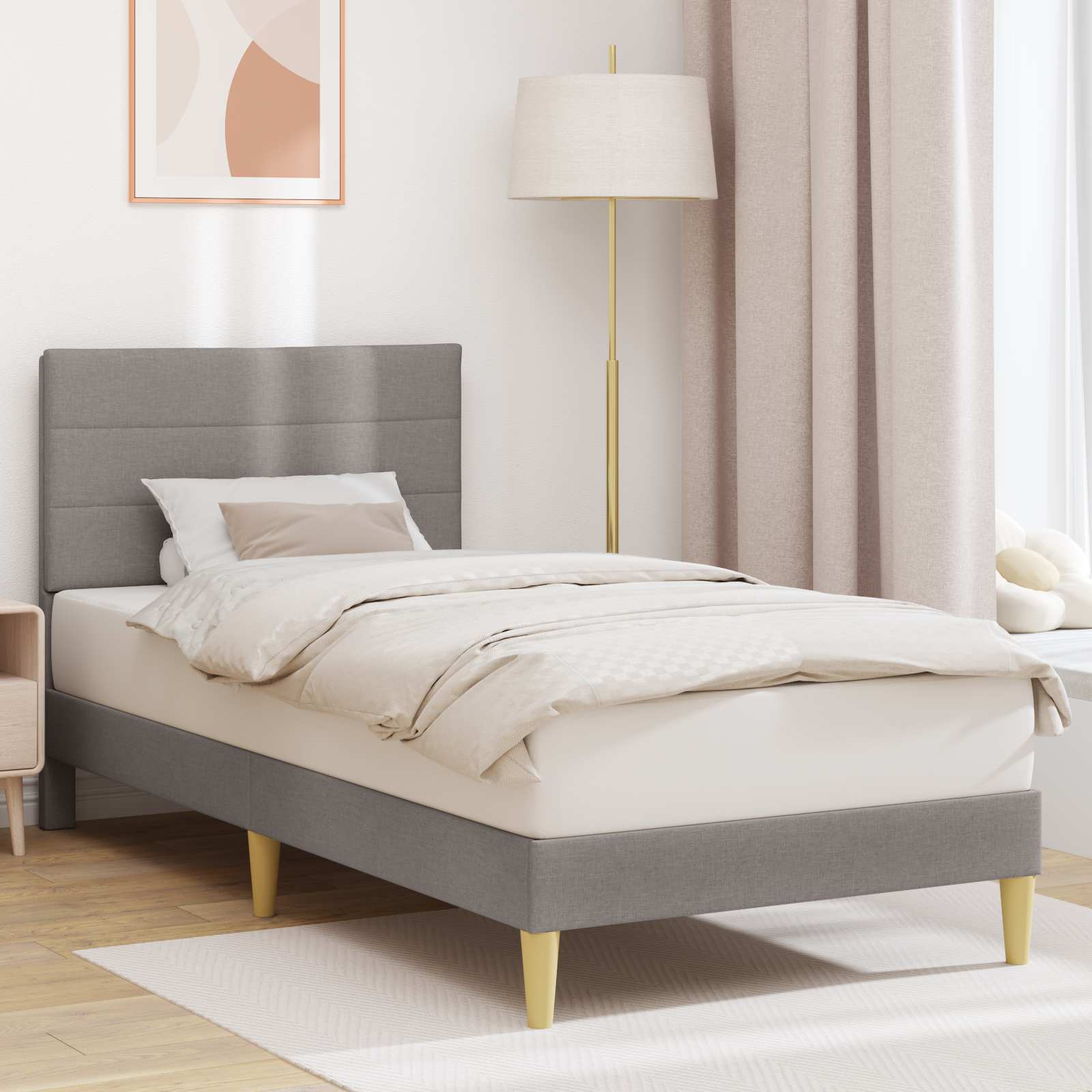 Estrutura de cama com cabeceira Azul 100 x 200 cm Tecido