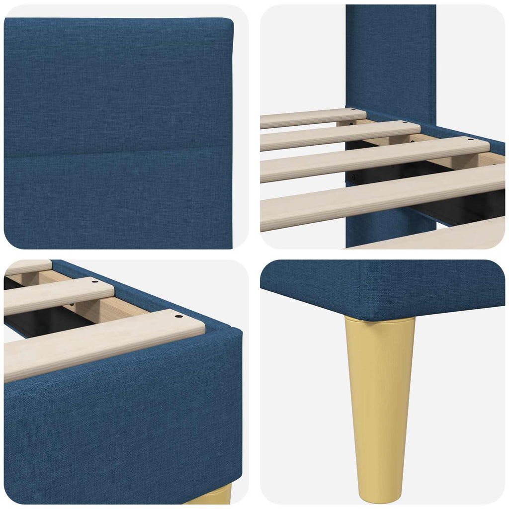 Estructura de cama con cabecera Azul 100 x 200 cm Tela