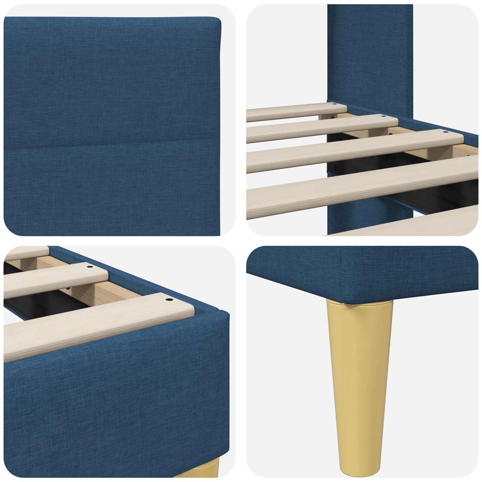 Estructura de cama con cabecera Azul 100 x 200 cm Tela