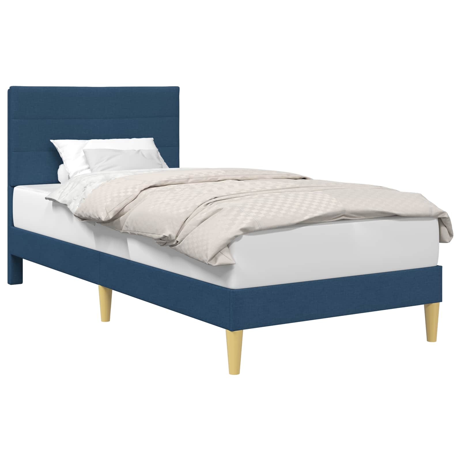 Estructura de cama con cabecera Azul 100 x 200 cm Tela