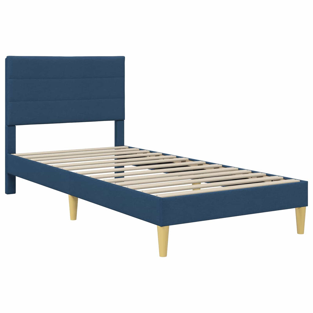 Estructura de cama con cabecera Azul 100 x 200 cm Tela