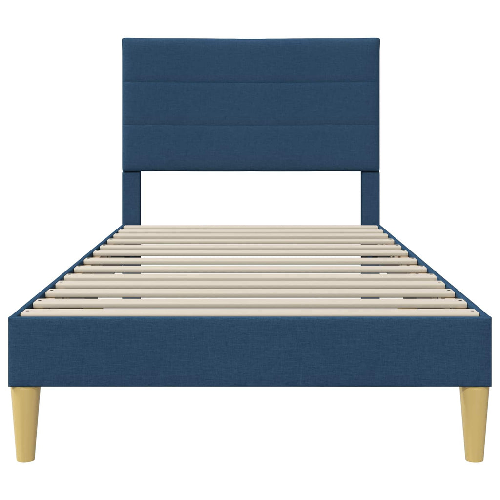 Estructura de cama con cabecera Azul 100 x 200 cm Tela