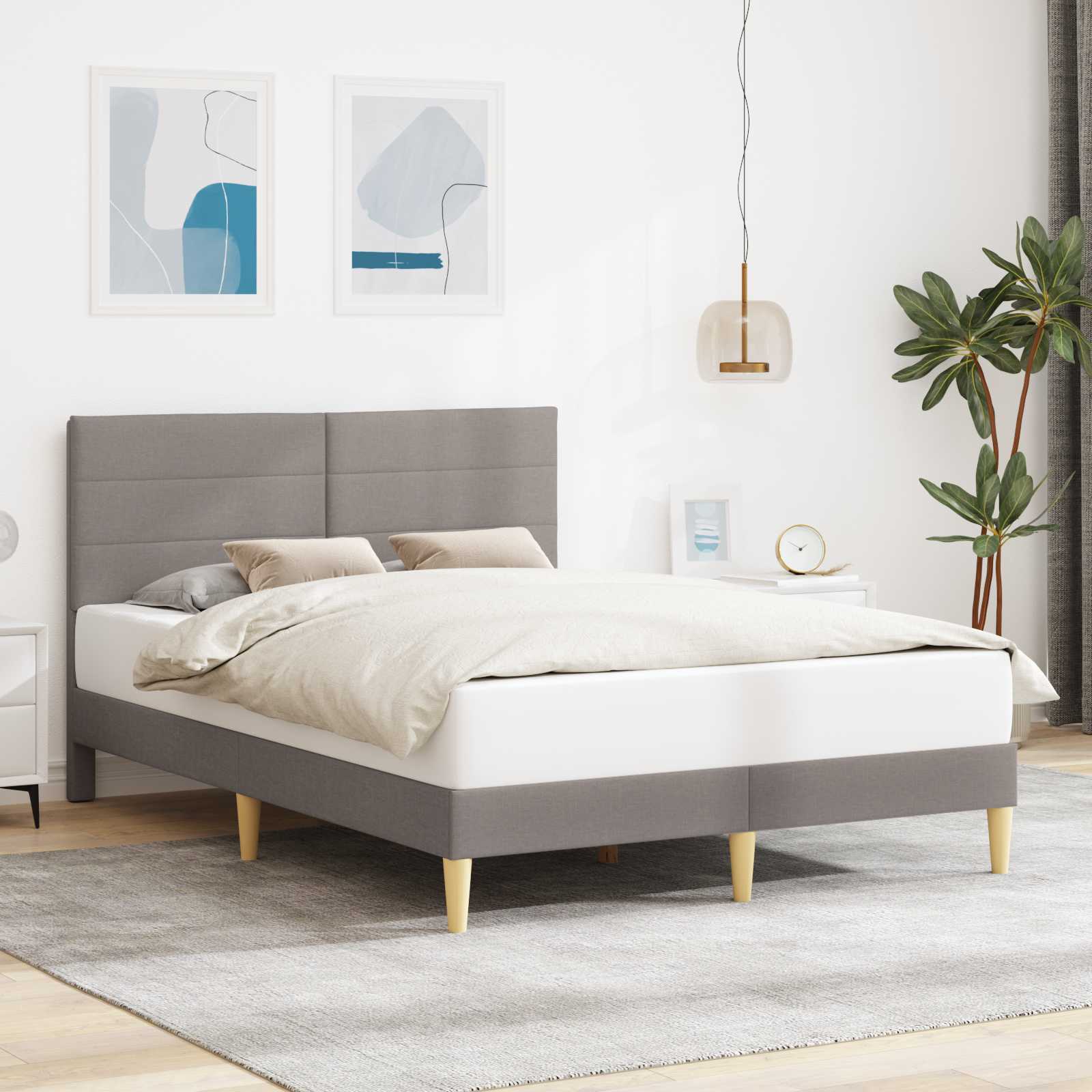 Estrutura de cama com cabeceira Azul 100 x 200 cm Tecido
