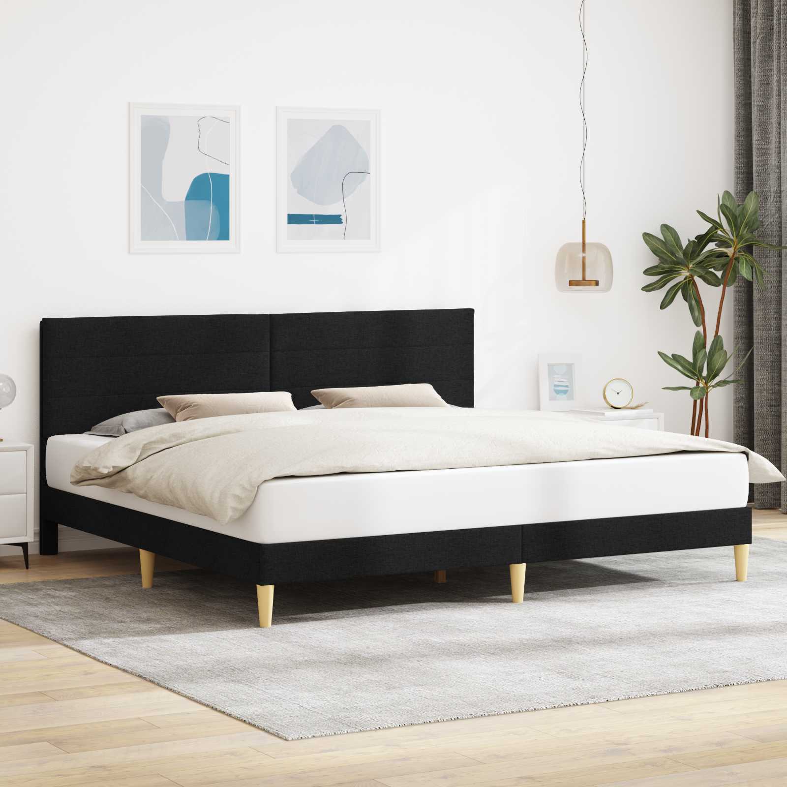Estrutura de cama com cabeceira Azul 100 x 200 cm Tecido
