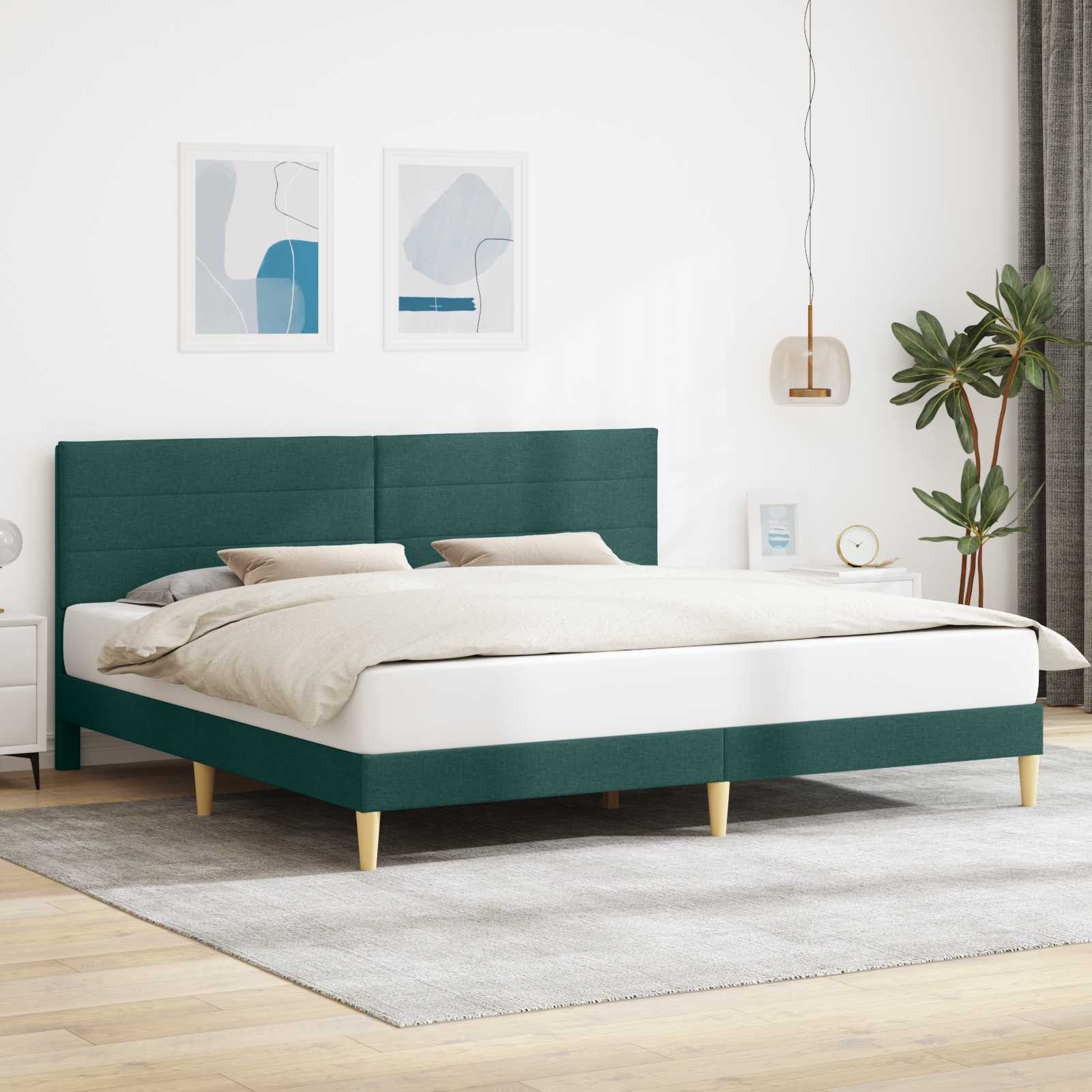 Estrutura de cama com cabeceira Azul 100 x 200 cm Tecido