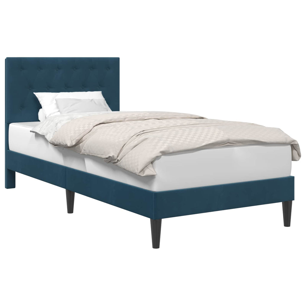 Estructura de cama con cabecera Azul 100 x 200 cm Terciopelo