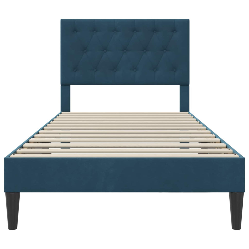 Estructura de cama con cabecera Azul 100 x 200 cm Terciopelo